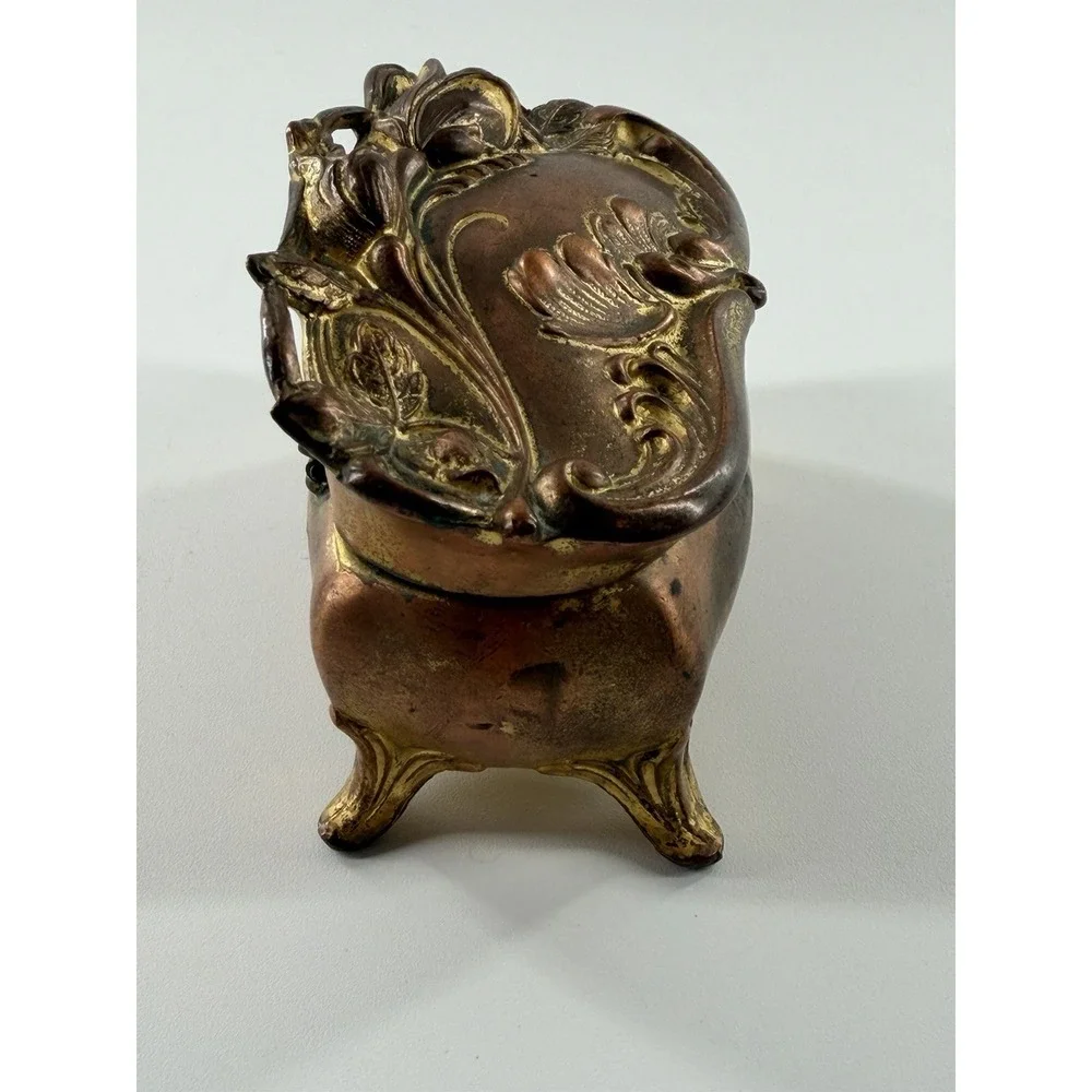 Antique Jennings Bros JB Art Nouveau Jewelry Casket Trinket Box Footed